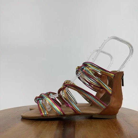 New NWOB Big Kids Girls Nina Marietta Rainbow Metallic Gladiator Sandals Size 6 - Picture 6 of 8